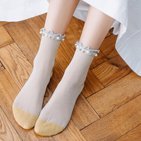 Chaussettes en Lurex Métallique Personnalisées pour Femmes, Scintillantes Argentées avec Perles – Vente en Gros