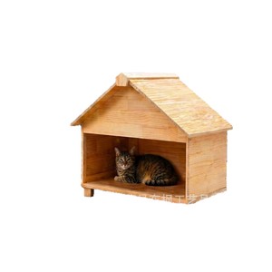 Maison pour chat en bois, abri extérieur pour animaux de compagnie, rectangulaire, durable, respirant, imperméable, chaud, petite taille, pour chats, toutes saisons - Product Image 1