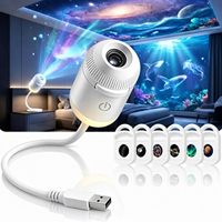 Proyector de Galaxia Holográfico 5D USB 2 en 1, Lámpara Nocturna con Cuello de Cisne Ajustable de 360 Grados y Diapositivas Intercambiables