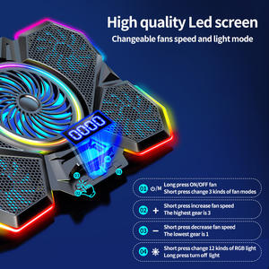 Tapis de refroidissement pour ordinateur portable, refroidisseur pour ordinateur portable RGB avec 5 ventilateurs, écran LED, contrôle, double Port USB, refroidisseur pour ordinateur portable de jeu - Product Image 6