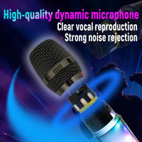 Système de microphone sans fil 2,4 GHz 1 à 2 micros portatifs RGB rechargeables avec lumières LED pour karaoké