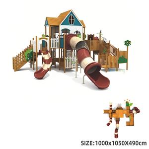Aire de jeux populaire pour enfants en plein air, en forme de <span class=keywords><strong>cabane</strong></span> en bois, avec toboggan combiné, aire de jeux sportive en bois pour enfants en plein air - Product Image 2