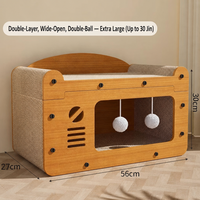 Interaktives Katzen-Kratzhaus aus Karton im TV-Design, Kratzbett 2-in-1 mit Pompons, Spielzeug für Kätzchen und Hauskatzen, Großhandel für Haustiere