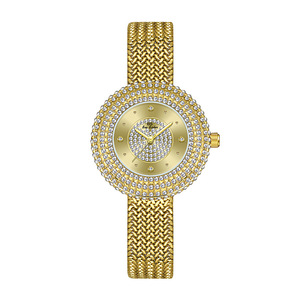 <span class=keywords><strong>BS</strong></span> FA1753 Produits les plus vendus à la mode Montre-bracelet à quartz ronde et décontractée en or pour femmes avec bracelet en alliage de diamants - Product Image 5