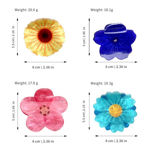 กิ๊บติดผมอะคริลิคทรงดอกไม้สไตล์เกาหลีสำหรับผู้หญิง ขนาด 6 ซม. - Product Image 3
