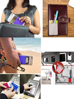 Usine Offre Spéciale Portable lycrar Card Sleeve Auto-Adhésif Téléphone Portable Titulaire de la Carte de Crédit Portefeuille Bâton sur Pour iPhone et Android