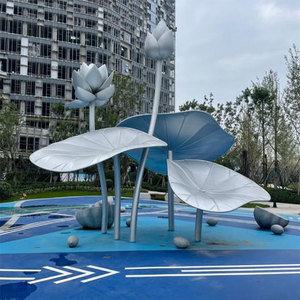 K097 Modern Water <b>Mirror</b> Lotus Sculpture Music Eco-Friendly Stainless Steel <b>Outdoor</b> <b>Garden</b> Art Decor Petal Shape 3D Statue - Product Image 5