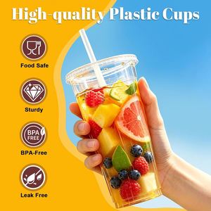 Gobelets jetables en plastique transparent de 24 oz, anti-fuite, pour café glacé, avec couvercles et pailles |   Chine pour usage domestique et commercial - Product Image 4