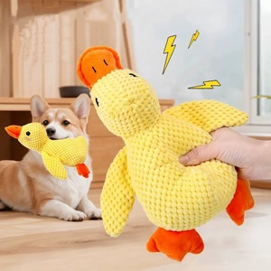 Giocattolo di Peluche per Cani a Forma di Anatra <span class=keywords><strong>Gialla</strong></span>, Morbido Giocattolo da Masticare con Squeaker per Cani di Taglia Piccola e Media - Product Image 1