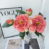 Bouquet de pivoines artificielles haut de gamme à bords brûlés pour décoration de table à manger, décoration de mariage et arrangement floral