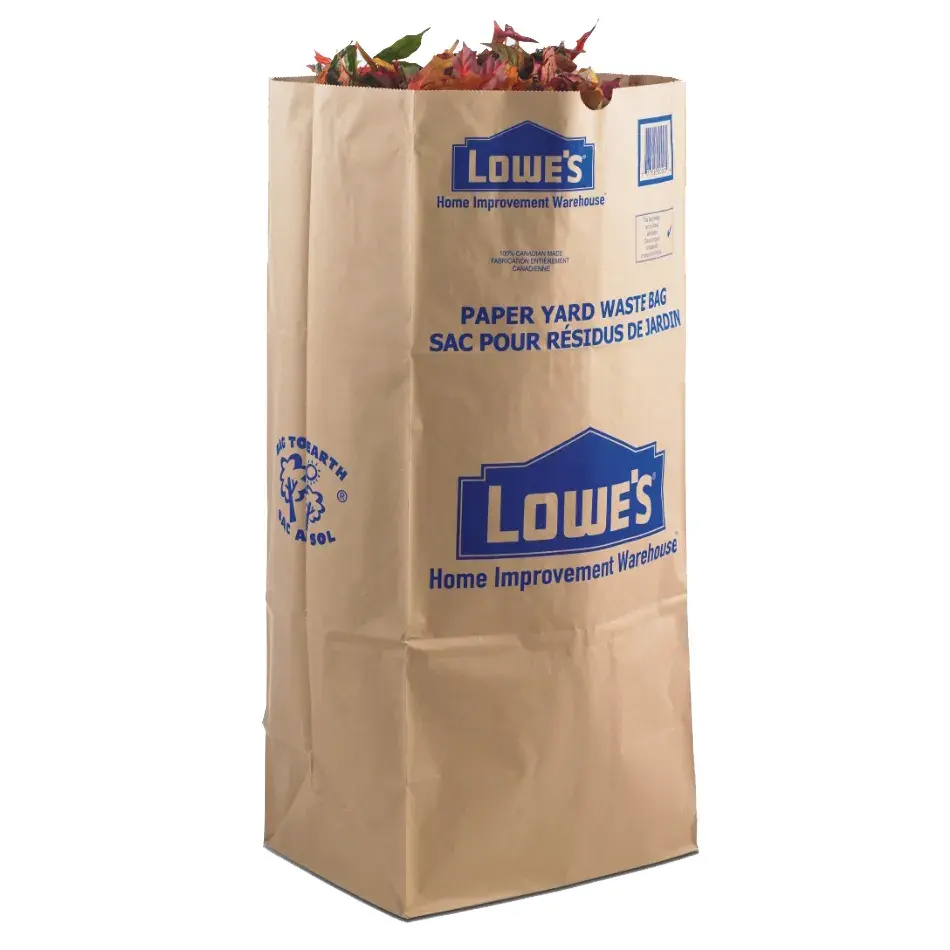 Impression personnalisée robuste 30 gal 110l papier kraft feuilles de jardin bio sac poubelle 2 plis pour emballage en ciment