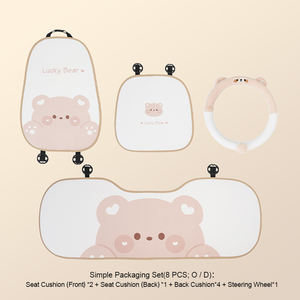 Kit d'intérieur de voiture Chubby Bear, style dessin animé, coussin de siège de voiture en peluche, ensemble complet, applicable au printemps/automne/hiver, compatible avec la plupart des modèles de véhicules - Product Image 5