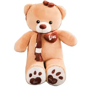 140 CM customized stuffed light brown plush valentine teddy bears with little baby