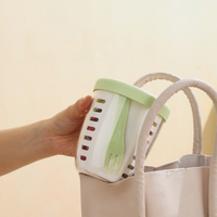 Gobelet à fruits drainable avec fourchette, boîte à pique-nique portable, grande capacité, PP 500 ml, gobelet pour petit-déjeuner, boîte à salade anti-fuite