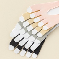 Chaussettes habillées pour femmes à bout ouvert et cinq doigts, en nylon, invisibles, fines, respectueuses des ongles, pour l'été, avec design de bordure et talon antidérapant, vente en gros usine