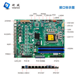 Yentek Z371SL Industrial Motherboard <b>LGA1151</b> M-ATX 8x Gigabit Ethernet DDR4 Four Channel Z370 Chipset - Product Image 3