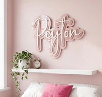 Panneau de nom personnalisé en acrylique 3D superposé, ornement en forme de cœur, plaque de nom de bébé personnalisée, cadeau de naissance, décoration murale