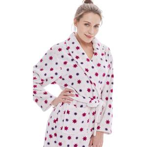 女性のための工場で居心地の良い快適な暖かい印刷冬のバスローブ特大厚いぬいぐるみ寝間着フランネルフリースエレガントなショートレイヤー - Product Image 5