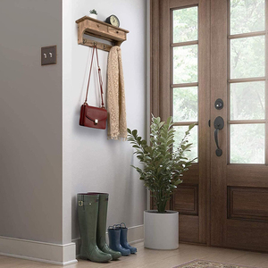 Porte-manteau mural en bois rustique de style campagnard avec crochets pour entrée, vestiaire, chambre, <span class=keywords><strong>cuisine</strong></span>, salle de bain - Product Image 6