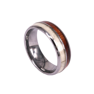 Trang Sức POYA Mới Sáng Tạo Mens Womens Vòng Gỗ Với Hươu Antler Và <span class=keywords><strong>Koa</strong></span> Gỗ <span class=keywords><strong>Inlay</strong></span> Tungsten Carbide Wedding Band Thoải Mái Phù Hợp - Product Image 1