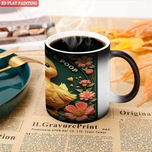 Tasse magique à induction thermique, noire givrée, 11 oz, en céramique, pour sublimation, cadeau - Product Image 5