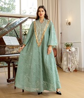 Robe de soirée longue Jalabiya en maille brodée de sequins et de pompons, vêtement islamique grande taille à manches longues, vente en gros personnalisée