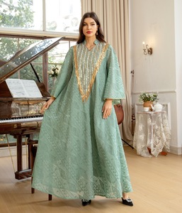 Jalabiya <span class=keywords><strong>de</strong></span> malla con lentejuelas bordadas y borlas, vestido <span class=keywords><strong>de</strong></span> noche largo, ropa islámica, talla grande, manga larga, venta al por mayor, personalizado - Product Image 4