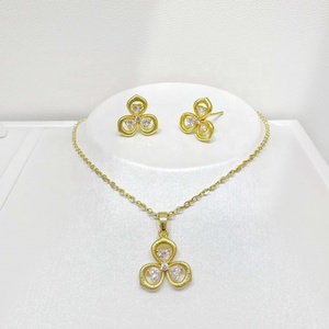 factory price plata 925 sterling silver women geometric <b>set</b> high quality zircon <b>gold</b> plated earring and necklace <b>jewelry</b> <b>sets</b> - Product Image 3