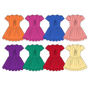 Preventa al por mayor: Vestidos de verano con estampado de conchas para niñas, MOQ 5 unidades, alta calidad, ropa de boutique para niños, precio de fábrica. - Product Image 1