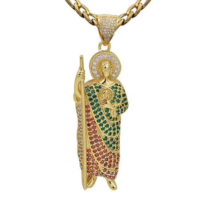 Collier avec pendentif religieux pour homme, bijoux religieux, serpent, or, argent, Hip hop, 1 pièce