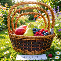 Ecologisch verantwoorde rieten mand van geschild wilgenhout, traditioneel handwerk, waterdicht gecoat, Boheems/rustiek fruitmandje