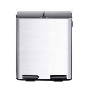 30L Mềm Đóng Cửa Tái Chế Bin Với 2 Ngăn Thép Không Gỉ Retangular Thùng Rác Có Thể Gập Lại Đạp Bin Wbs150l30 - Product Image 2