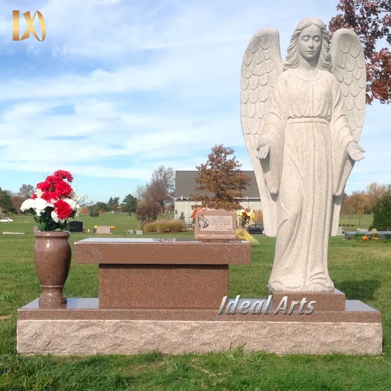 Ideal Arts hot selling upright angel engraving tombstone headstone standing angel headstone