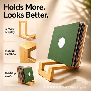 Wooden Vinyl <b>Record</b> Rack Desktop Storage Organizer Simple Modern Bookend For Home Office Use - Product Image 4