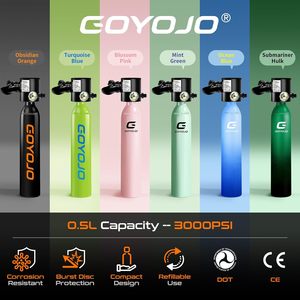 Bouteille de plongée haute pression GOYOJO en alliage d'aluminium, certifiée DOT, 0,5 L, rechargeable, pour plongée technique – Meilleure vente - Product Image 2
