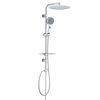 Ensemble de douche chromé en gros avec pommeau de douche pluie en acier inoxydable, barre coulissante pour douchette, mitigeur, système de douche de salle de bain personnalisé OEM, directement de l'usine