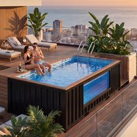 Piscine en conteneur maritime, piscine extérieure de 20 pieds avec revêtement en fibre de verre et système de chauffage pour villas et complexes hôteliers, commandes en gros
