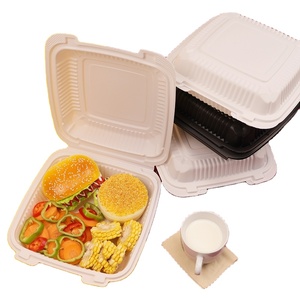 9x9" 12 3 4 Compartment Plastic Clamshell Take out Food Containers Degradable Clamshell Lunch Box