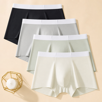 Boxer respirant en maille pour hommes, tissu micro-maille, toucher doux, ceinture élastique contrastée, confort toute la journée, 4 couleurs
