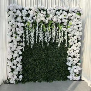 Enrollable de pared de flores artificiales 5d de 8ft x 8ft, telón de fondo de pared de flores rojas, decoración de pared para boda - Product Image 2