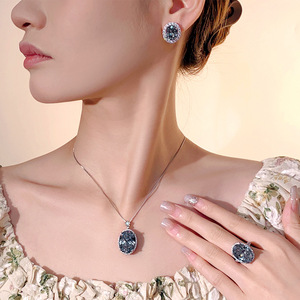 2026 new product high-end jewelry simulation bird's nest cut black and gray jewelry fashion light luxury set - Product Image 4