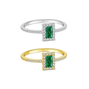 Cincin Perak FUAMAY untuk Pria 925 Cincin Halo Baguette Hijau Cincin Perak Arab <span class=keywords><strong>Saudi</strong></span> 7 Hari Cincin dalam Perak 925 - Product Image 1