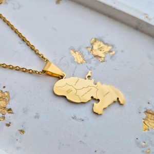 Collier en acier inoxydable Inspire Jewelry, carte de la ville de la <span class=keywords><strong>Martinique</strong></span>, <span class=keywords><strong>bijoux</strong></span> islamiques unisexes - Product Image 2