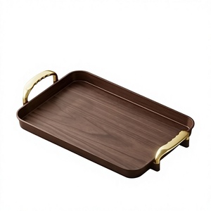 Plateau en bois décoratif ovale élégant et écologique, avec poignées gravées de luxe, fabriqué à la main, compatible lave-vaisselle et micro-ondes - Product Image 3
