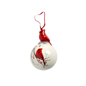 Adorno de bola de Navidad de cerámica al por mayor con Cardenal rojo - Product Image 1