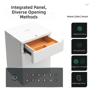 Safe <b>Bedside</b> <b>Table</b> Integrated Household All-Steel Wireless <b>Charging</b> Fingerprint Smart Multifunctional Anti-Theft Home Furniture - Product Image 5