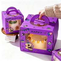 Boîte à gâteau d'anniversaire avec fenêtre transparente en PET, poignée portable, impression de logo personnalisé, emballage pour desserts, pâtisserie, boulangerie, emballage cadeau pour les fêtes