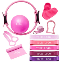 Ensemble de fitness à domicile personnalisé avec logo NJ, accessoires de yoga et de Pilates, barre d'haltères, barre de musculation, haltères en silicone, anneau de musculation, tapis de yoga
