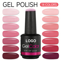 Vernis à ongles semi-permanent OEM rouge rose 15 ml, étiquette privée, vente en gros, gel UV de haute qualité