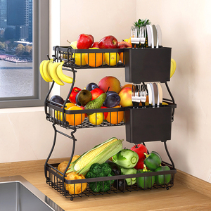 Rak Buah Dapur 3 Tingkat Berlapis Baja Putih Multifungsi, Tidak Dapat Dilipat, untuk Mengatur Rumah, Menyimpan Makanan, dan Memajang - Product Image 6